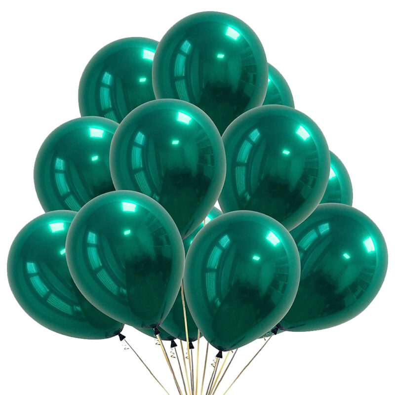 10in dark green metallic balloons