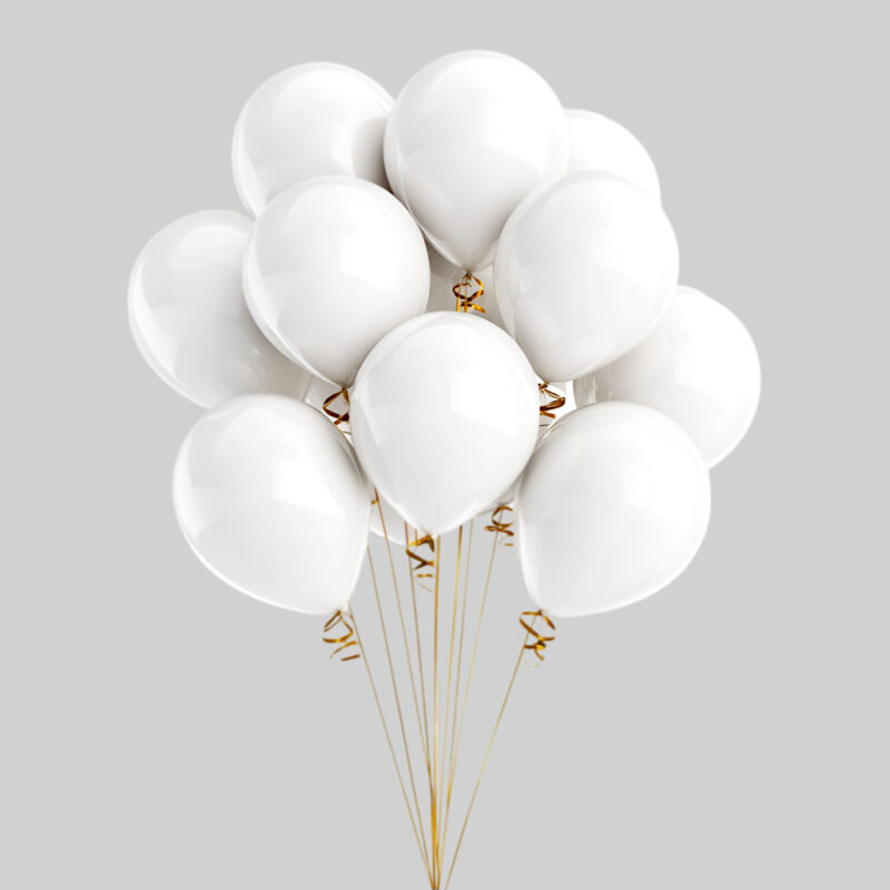 10in white metallic balloons