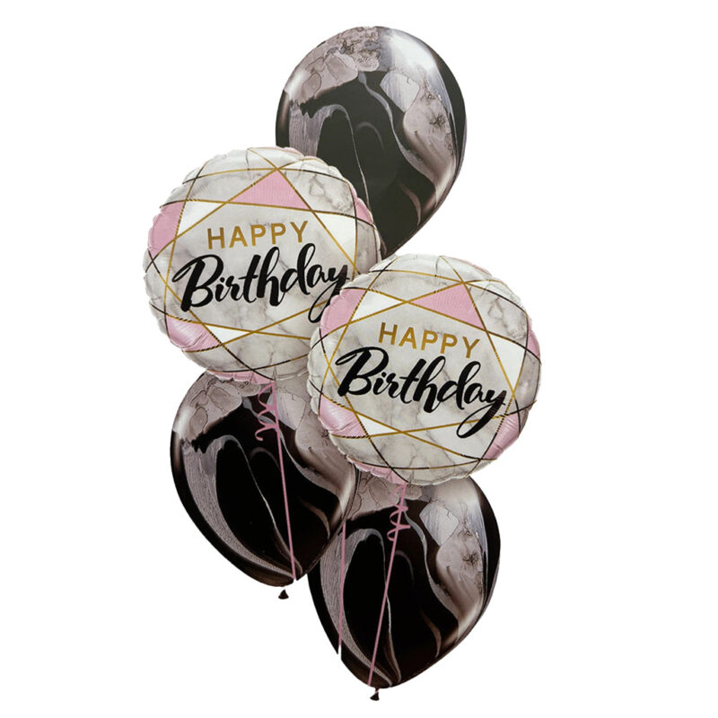 Happy Birthday Marble Shade Latex Balloon